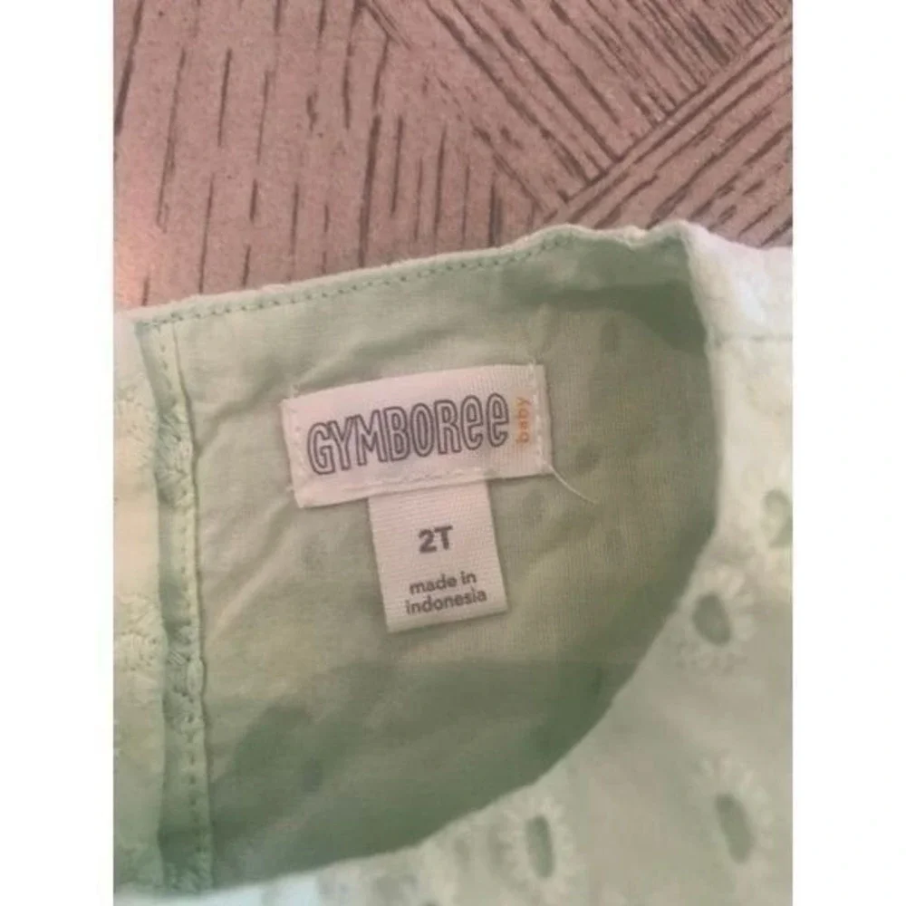 Gymboree Girls 2T Green Eyelet Dress Button Up‎ Lined Easter Party Spring